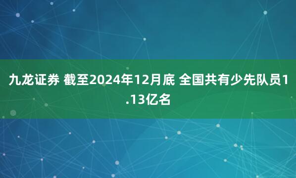 九龙证券 截至2024年12月底 全国共有少先队员1.13亿名